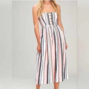 Free People Striped Lilah Lined Cotton Dress With Pockets